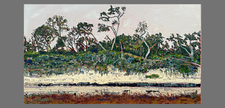 Benjamin Hedstrom | Creek Reflection I (Coolum) (detail) | 2023 | oil on linen | 101 x 101cm | Winner of Local Artist – Local Content Art Prize 2023 | Image courtesy of the artist
